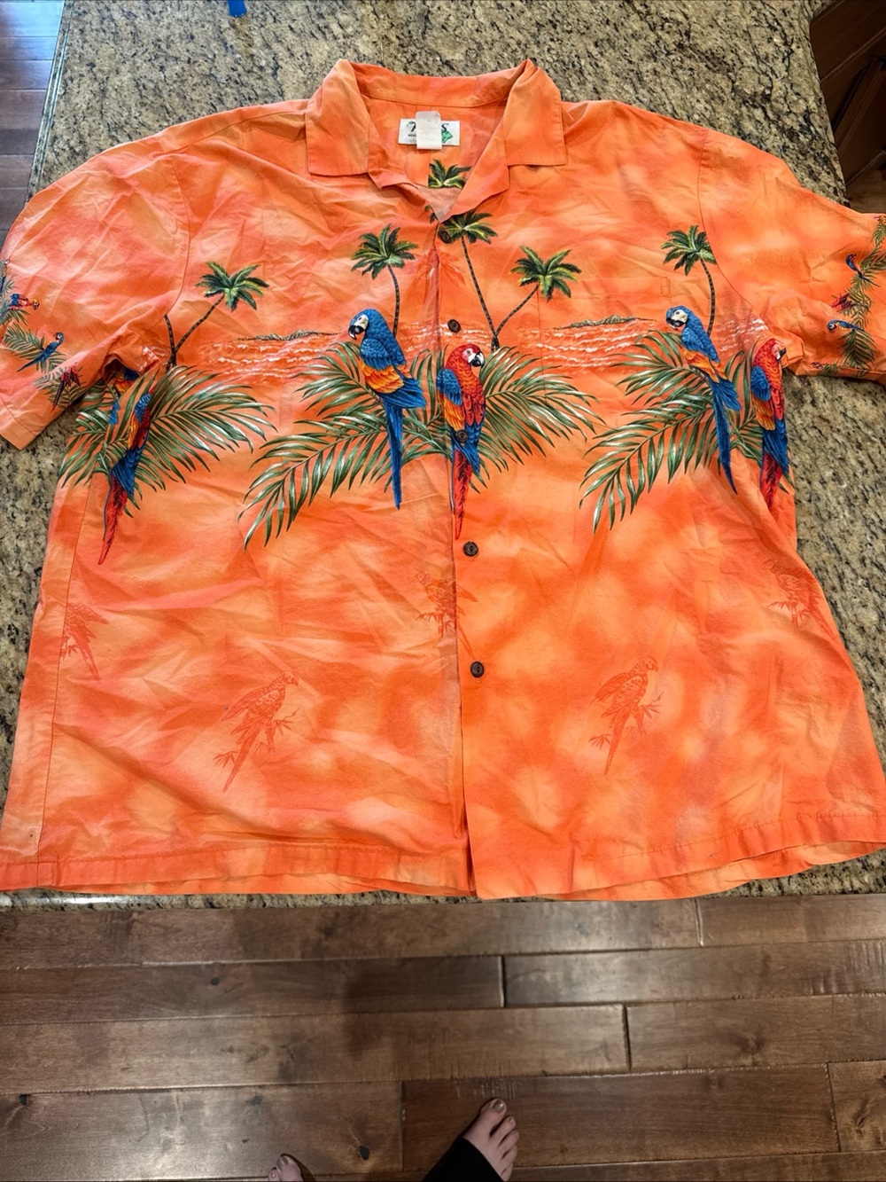 KY’s Made in Hawaii Orange Tropical Parrot Paradise print
